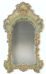 A NORTH ITALIAN GREEN-PAINTED AND PARCEL-GILT MIRROR