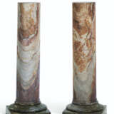 A PAIR OF ITALIAN PURPLE AND YELLOW VEINED MARBLE COLUMNS - photo 1