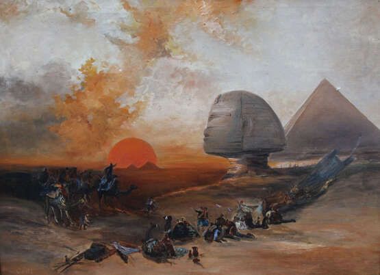 Ippolito Caffi (1809–1866)-attributed, A caravan resting in front of the Grand Sphynx - photo 3