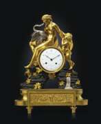 Table clock. A DIRECTOIRE ORMOLU, AND PATINATED AND SILVERED BRONZE MANTE...