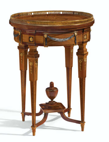 A GERMAN ORMOLU AND SILVER-MOUNTED MAHOGANY, FRUITWOOD AND S... - photo 1