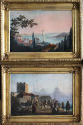 Orientalist late 19th Century, A pair of views of Istambul with the Golden Horn and the Great Mosque
