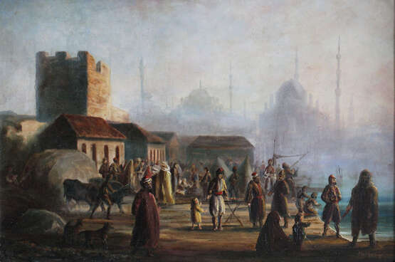 Orientalist late 19th Century, A pair of views of Istambul with the Golden Horn and the Great Mosque - фото 3