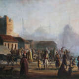 Orientalist late 19th Century, A pair of views of Istambul with the Golden Horn and the Great Mosque - photo 3