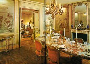 A MASSIVE FRENCH ROUGE LANGUEDOC MARBLE DINING TABLE