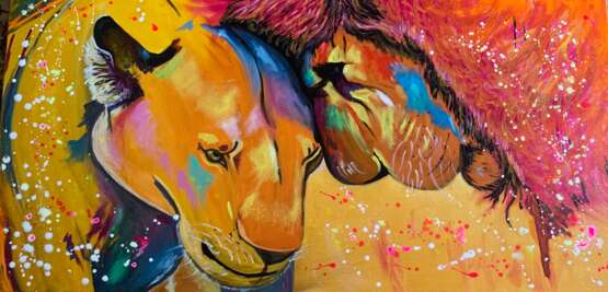 Painting “Lions”, Canvas, Oil paint, Animalistic, 2019 - photo 1