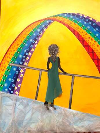 Peinture «Je t'attends sur un arc-en-ciel», Toile, Peinture acrylique, Abstractionisme, Vie courante, 2020 - photo 1