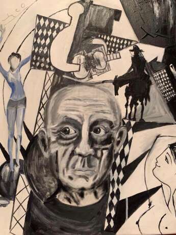 Gemälde „Pablo Picasso“, Leinwand, Acrylfarbe, Abstractionismus, Alltagsleben, 2019 - Foto 1