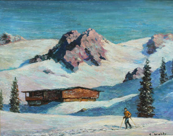 Austrian artist 20th Century, Skiing in the alps - photo 2