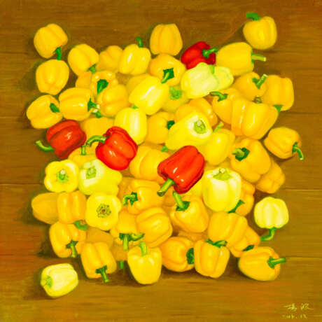Modern Chinese artist, Still life with peppers - Foto 2