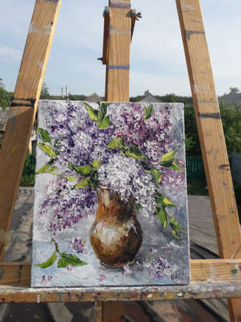 Design Painting “Lilacs in a pot”, Canvas, Oil paint, Realist, Landscape painting, 2020 - photo 4