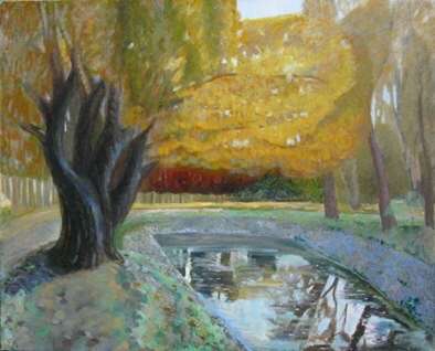 Peinture «De l'automne à l'étang sur L'île de Pierre », Toile, Peinture à l'huile, 2011 - photo 1
