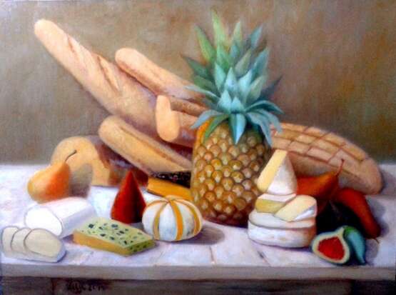 Painting “Still life with pineapple an cheese”, Canvas, Oil paint, 398, 2014 - photo 1
