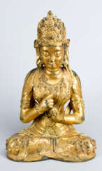 A late Ming bronze sculpture of goddess Guanyin