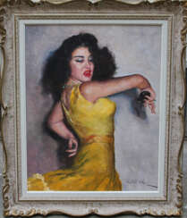 Pal Fried (1893-1976), Portrait of the flamenco dancer Carmen Amaya (1913-1963), oil on canvas, framed, signed bottom right