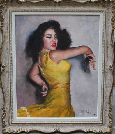 Pal Fried (1893-1976), Portrait of the flamenco dancer Carmen Amaya (1913-1963), oil on canvas, framed, signed bottom right - Foto 1