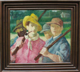 Gedo Lipot (1887-1952), Polo players, oil on canvas, signed bottom right, framed