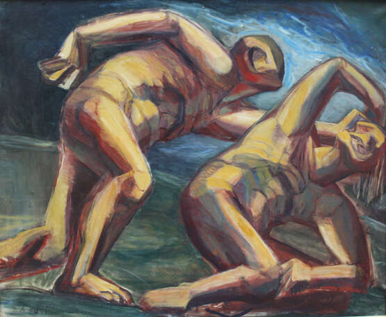 Achille Funi (1890-1972)-attributed, Two male nudes in landscape - Foto 2