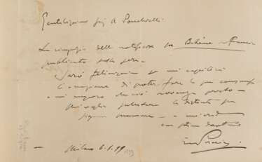 PUCCINI, Giacomo (1858-1925) - Lettera autografa per la rappresentazione della Bohème al teatro dell'Opera di Roma