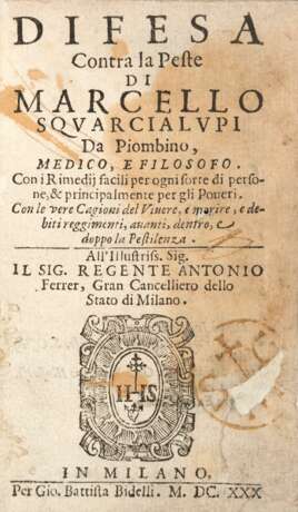 [PESTE] - SQUARCIALUPI Marcello (1538-1592) - Difesa contra la peste di Marcello Squarcialupi da Piombino medico e filosofo - photo 1