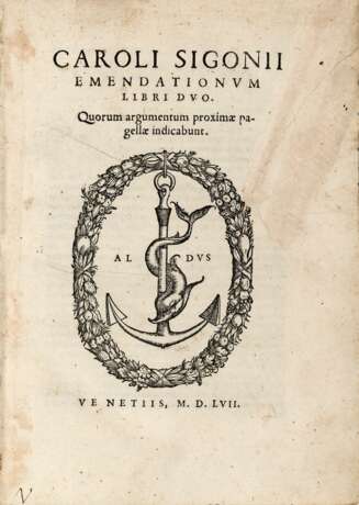 SIGONIO, Carlo (1524-1584) - Emendationum Libri duo - Foto 1