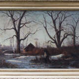 Adolphe Appian (1818-1898), Romantic winter landscape with farmers collecting wood and warming by the fire - photo 2