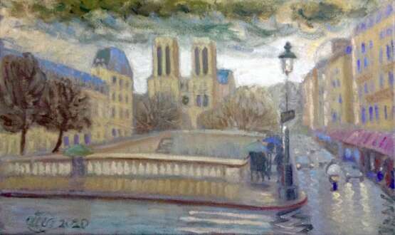 Painting “Evening in Paris”, Canvas, Oil paint, Postmodern, Landscape painting, 2020 - photo 1