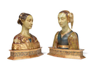 A PAIR OF TERRACOTTA BUSTS OF IPPOLITA MARIA SFORZA AND ANOTHER LADY