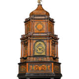 A CENTRAL ITALIAN MARQUETRY, EBONISED, PAINTED WOOD, BURR-WALNUT AND FRUITWOOD STRIKING TABLE CLOCK CABINET WITH ALARM - фото 2