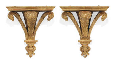 A PAIR OF GEORGE III-STYLE GILTWOOD WALL BRACKETS