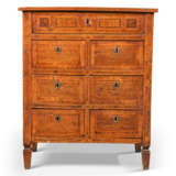 A NORTH ITALIAN WALNUT, INDIAN ROSEWOOD AND FRUITWOOD COMMODE - photo 1