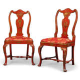 A PAIR OF NORTH EUROPEAN RED AND GILT JAPANNED SIDE CHAIRS - photo 1