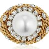 CULTURED PEARL AND DIAMOND RING - photo 1