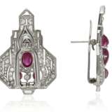 PAIR OF RUBY AND DIAMOND CLIP BROOCH-EARRINGS - photo 2