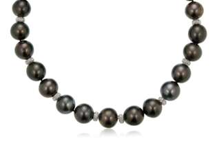 CULTURED PEARL AND DIAMOND NECKLACE