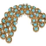 TURQUOISE AND DIAMOND BROOCH - Foto 1