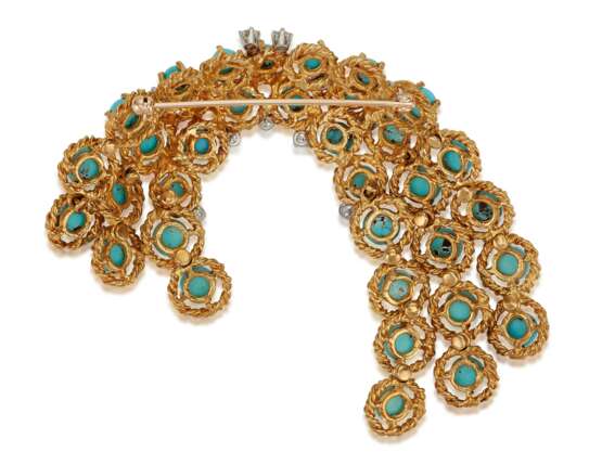 TURQUOISE AND DIAMOND BROOCH - Foto 2