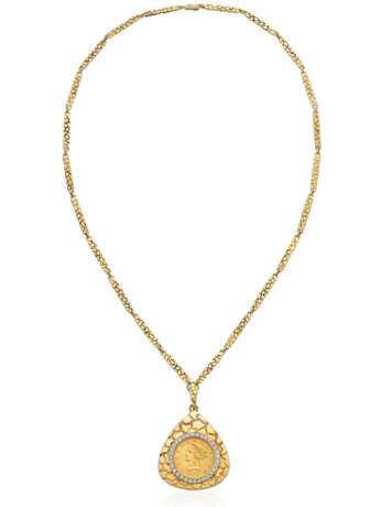 GOLD AND DIAMOND COIN NECKLACE - фото 2