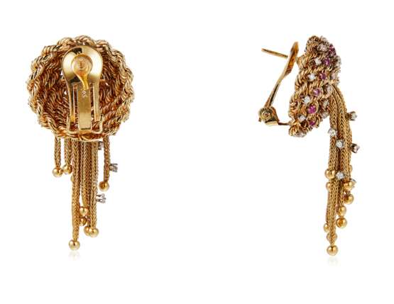 DIAMOND, RUBY AND GOLD EARRINGS - Foto 2