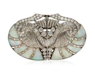 OPAL AND DIAMOND CLIP-BROOCH