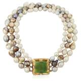 CULTURED PEARL, DIAMOND AND JADE NECKLACE - фото 2