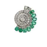 EMERALD AND DIAMOND BROOCH WITH GIA REPORT - photo 1