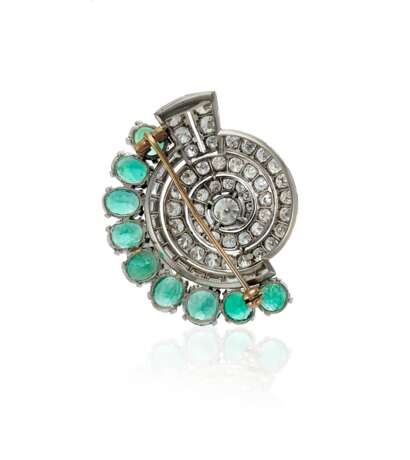 EMERALD AND DIAMOND BROOCH WITH GIA REPORT - photo 2