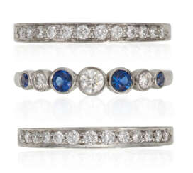 TIFFANY & CO. SET OF DIAMOND AND SAPPHIRE BAND RINGS