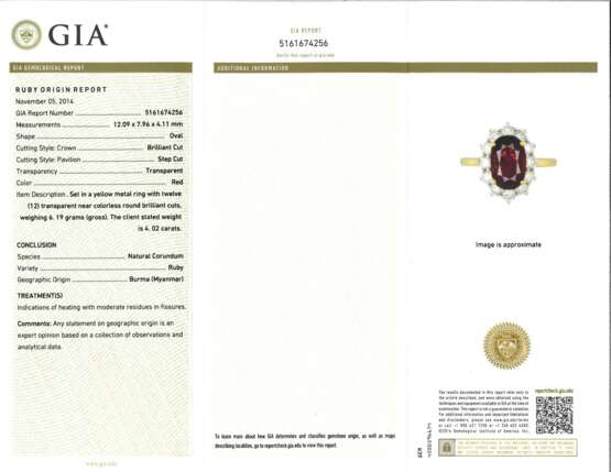 RUBY AND DIAMOND RING WITH GIA REPORT - Foto 5