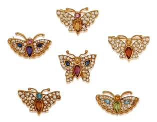 DIAMOND AND MULTI-GEM BUTTERFLY BROOCHES