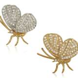 PAIR OF DIAMOND BUTTERFLY BROOCHES - Foto 1