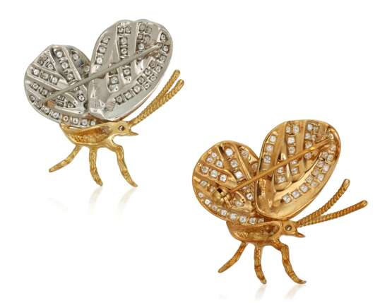 PAIR OF DIAMOND BUTTERFLY BROOCHES - Foto 2