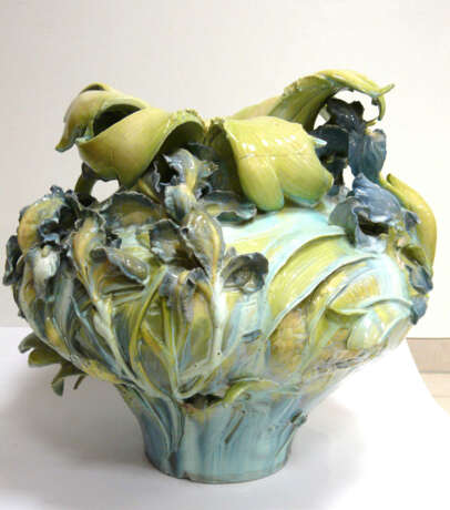 Große Hruschauer Jugendstil - Fayence - Vase - Foto 1