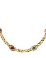 FRED DIAMOND AND MULTI-GEM NECKLACE